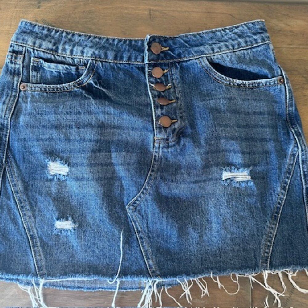 Jealous Tomato Denim Raw Hem Mini Skirt 8515 Medium